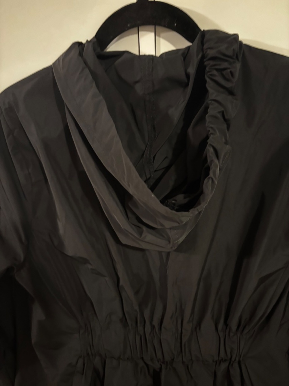 Joseph Ribkoff Long Flared Shape Coat Full Zip Drawstring Hood Sz 6 Black - Picture 12 of 13